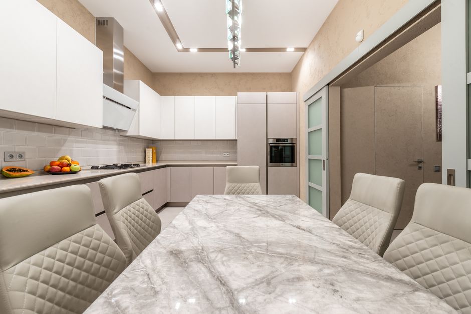 Modern luxury kitchen interior featuring custom cabinets
